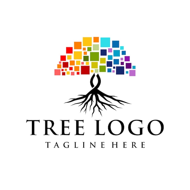 Vecteur de conception de logo abstrait arbre coloré
