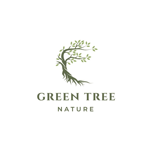 Vecteur de conception de logo arbre et racines