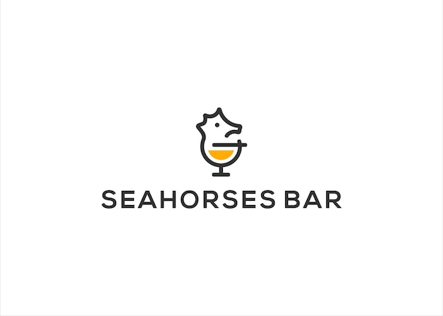 Vecteur De Conception De Logo Bar Hippocampes