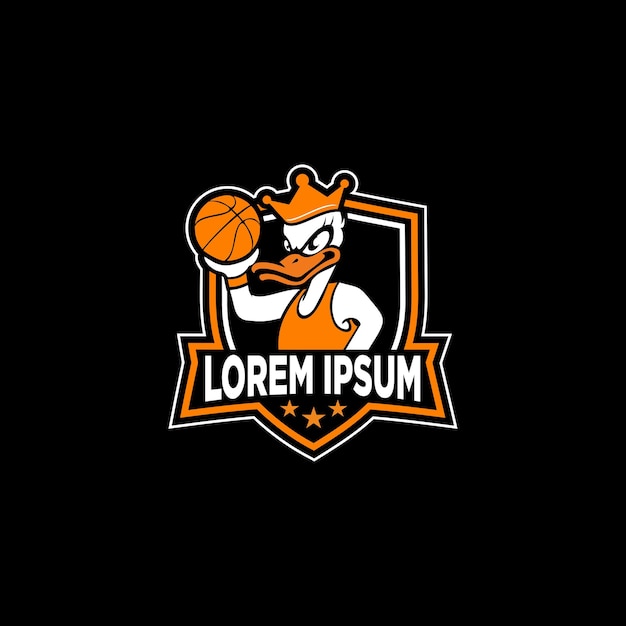 Vecteur vecteur de conception de logo de basket-ball esport maskot de canard