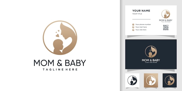 Vecteur de conception de logo bébé maman avec concept créatif