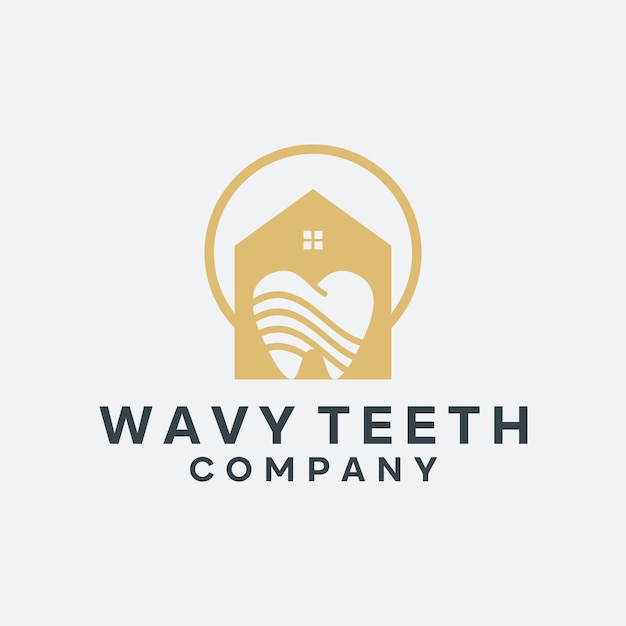Vecteur vecteur de conception de logo clinique dentaire ondulé
