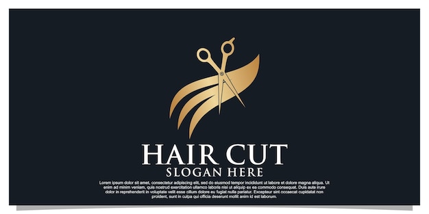 Vecteur de conception de logo de coupe de cheveux avec concept créatif pour salon de beauté pour femmes