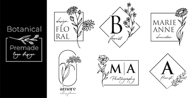 Vecteur de conception de logo floral préfabriqué