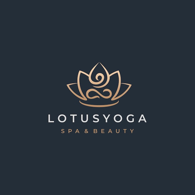 Vecteur De Conception De Logo Golden Lotus Yoga