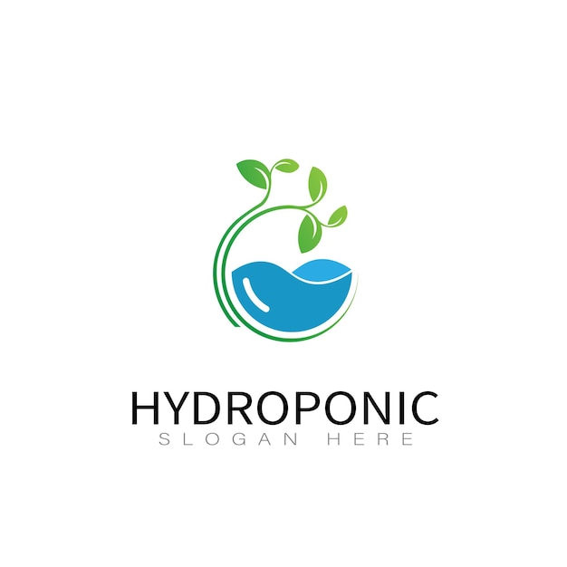 Vecteur de conception de logo de légumes hydroponiques