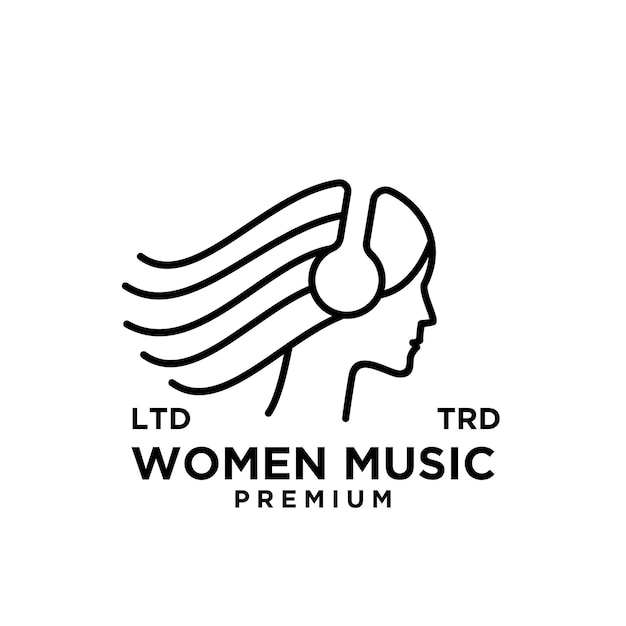 Vecteur De Conception De Logo De Ligne De Musique De Femmes