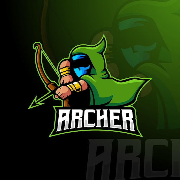 Vecteur De Conception De Logo De Mascotte Archer Avec Un Style De Concept D'illustration Moderne Pour Les Jeux, L'équipe Ou Les Sports