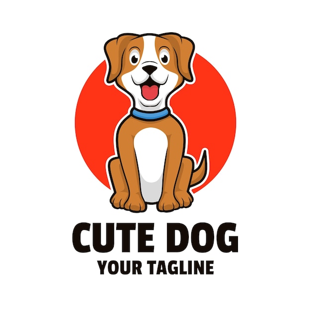 Vecteur de conception de logo de mascotte de dessin animé de chien
