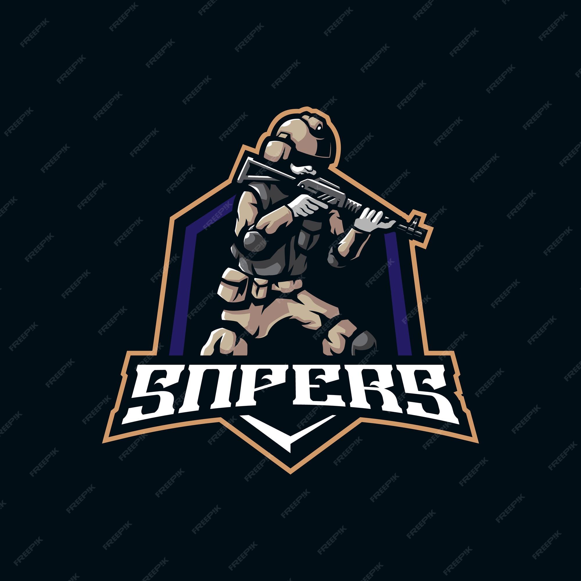 Emblèmes Sniper Pour L'équipe Sportive Étiquettes Éléments Design