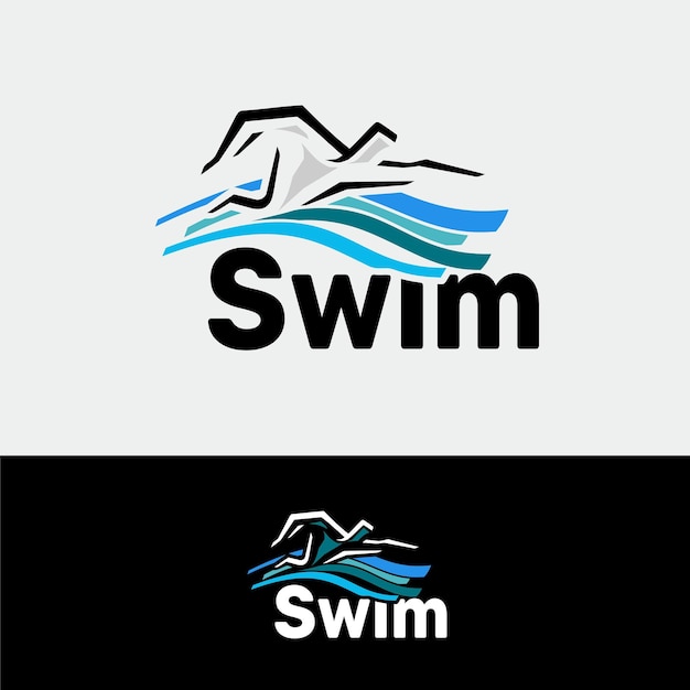 Vecteur De Conception De Logo De Natation Abstrait