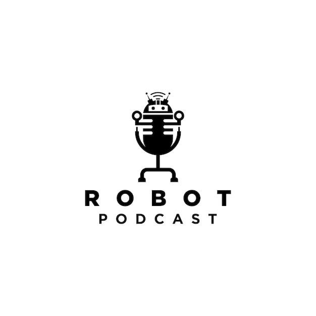 Vecteur vecteur de conception de logo de podcast de robot