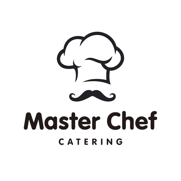 Vecteur de conception de logo de restaurant de nourriture de chef principal