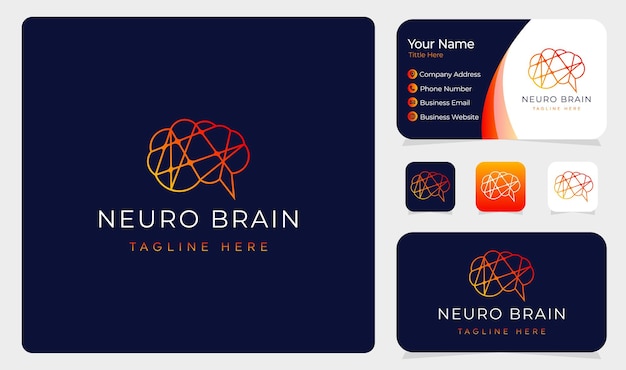 Vecteur De Conception De Logo De Science Médicale De Cerveau De Neurologie Avec Le Modèle De Carte De Visite