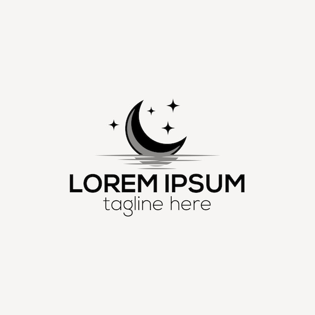 vecteur de conception de logo simple lune et étoile dans un style de luxe noir
