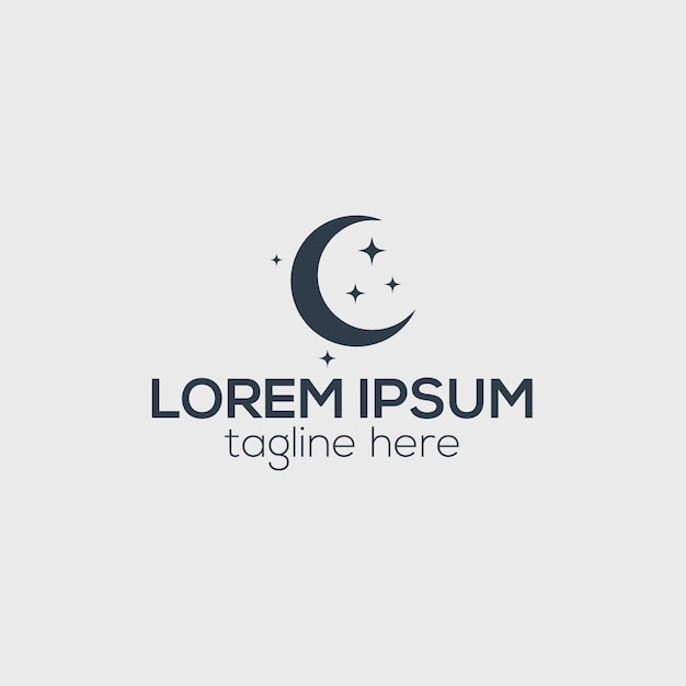 vecteur de conception de logo simple lune et étoile dans un style de luxe noir