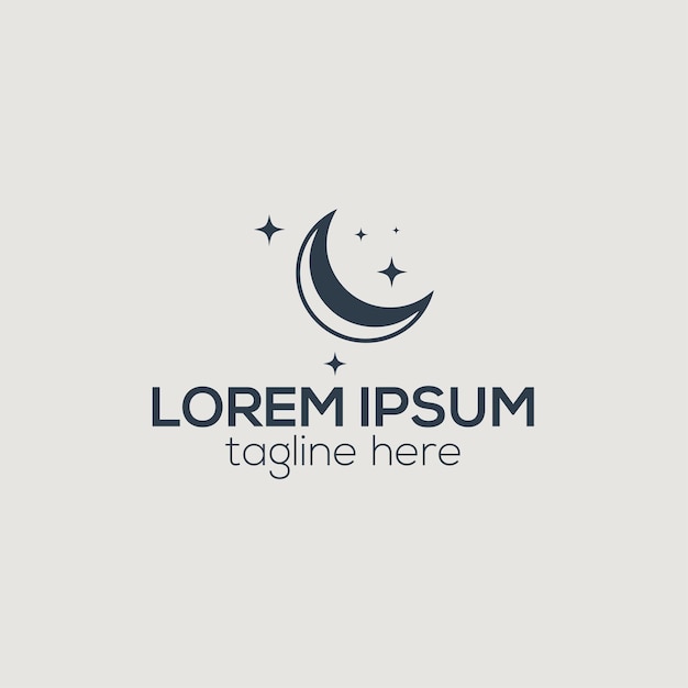 vecteur de conception de logo simple lune et étoile dans un style de luxe noir
