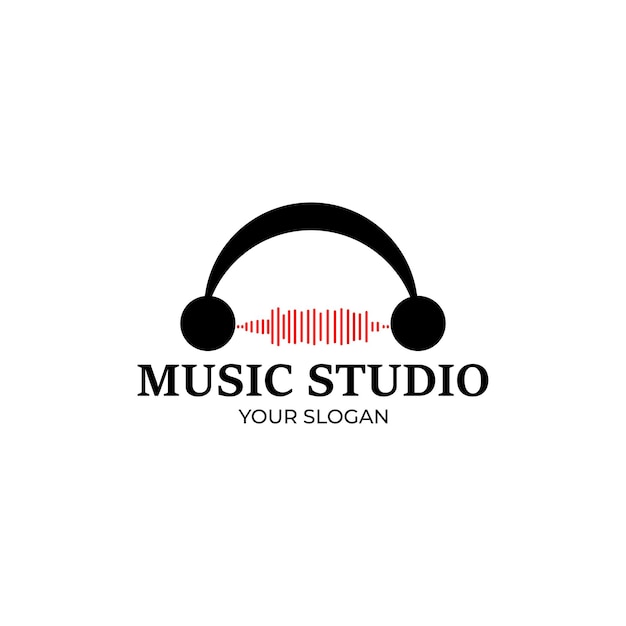 Vecteur de conception de logo de studio de musique