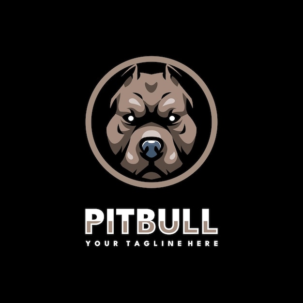 Vecteur vecteur de conception de logo tête de chien pitbull