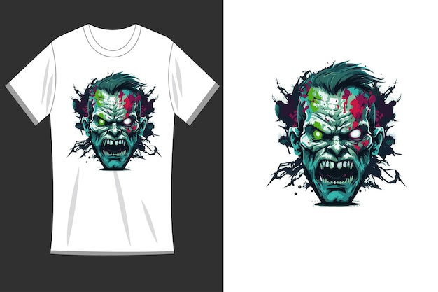 Vecteur de conception de logo zombie pour maquette de t-shirt imprimé t-shirt