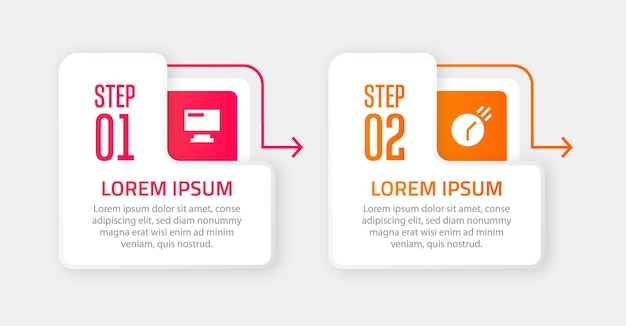 Vecteur De Conception De Modèle D'infographie D'entreprise Avec 2 étapes Ou Options