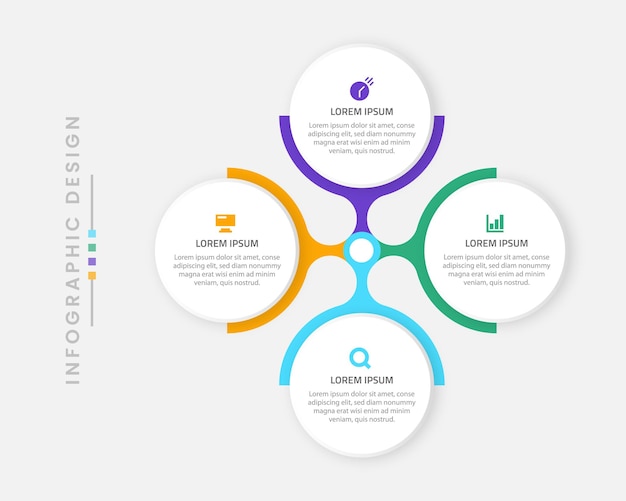 Vecteur De Conception De Modèle D'infographie D'entreprise Avec 4 étapes Ou Options