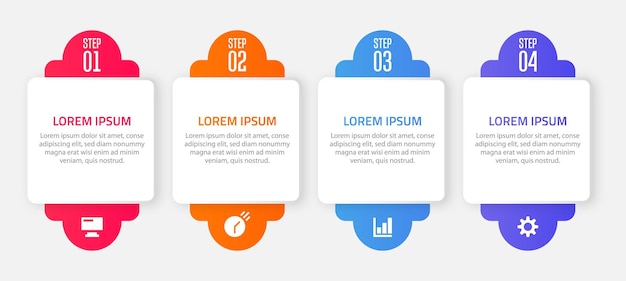 Vecteur de conception de modèle d'infographie d'entreprise avec 4 étapes ou options