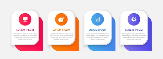 Vecteur de conception de modèle d'infographie d'entreprise avec 4 étapes ou options