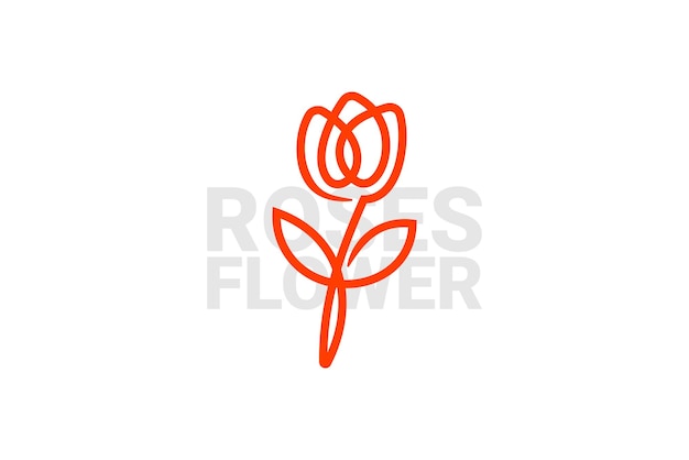 Vecteur De Conception De Modèle De Logo D'art De Ligne De Fleur De Roses