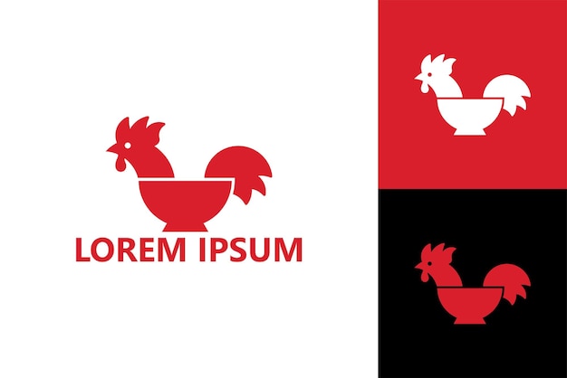 Vecteur de conception de modèle de logo de bol de poulet