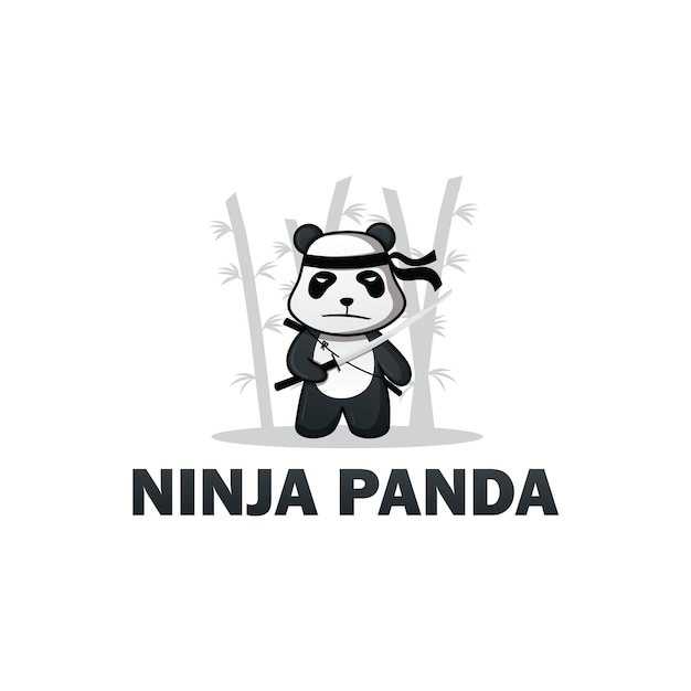 Vecteur De Conception De Modèle De Logo Ninja Panda