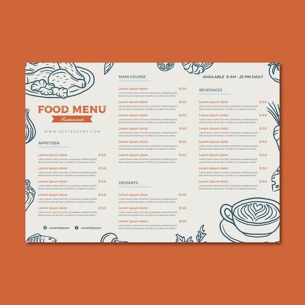 Vecteur de conception de modèles de menus de restaurants