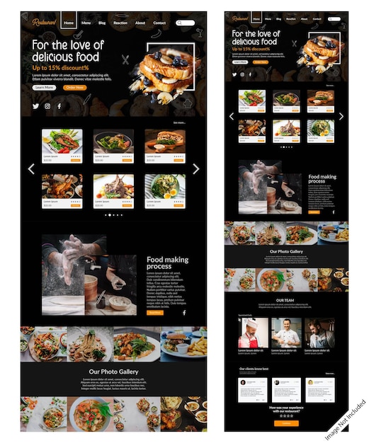 vecteur de conception de la page d'atterrissage du site Web alimentaire