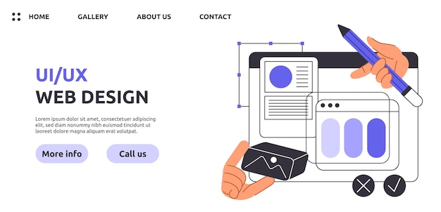 Vecteur de conception de page Web Ux ui