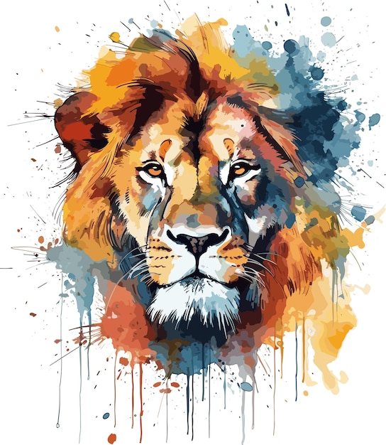 Vecteur De Conception De Style Pinceau Aquarelle Lion Pour T-shirt