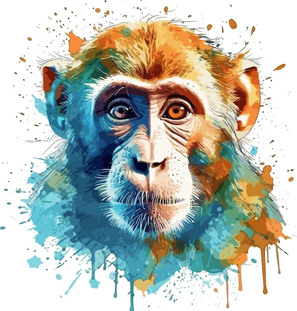 vecteur de conception de style pinceau aquarelle singe pour t-shirt