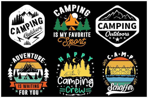 Vecteur vecteur de conception de t-shirt de camping. vecteur de camping. conception de t-shirt de montagne