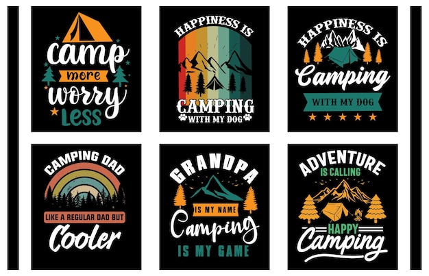 Vecteur De Conception De T-shirt De Camping. Vecteur De Camping. Conception De T-shirt De Montagne