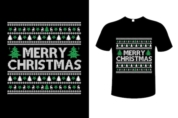 Vecteur de conception de t-shirt graphique joyeux Noël. Père Noël, joyeux, pull, laid, motif, cadeau,