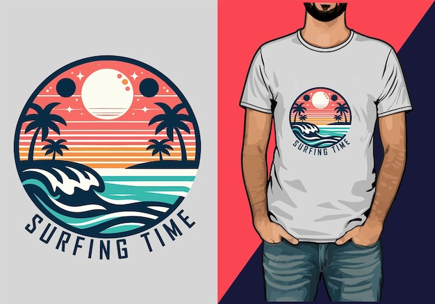 Vecteur De Conception De T-shirt De Vacances D'été De Surf