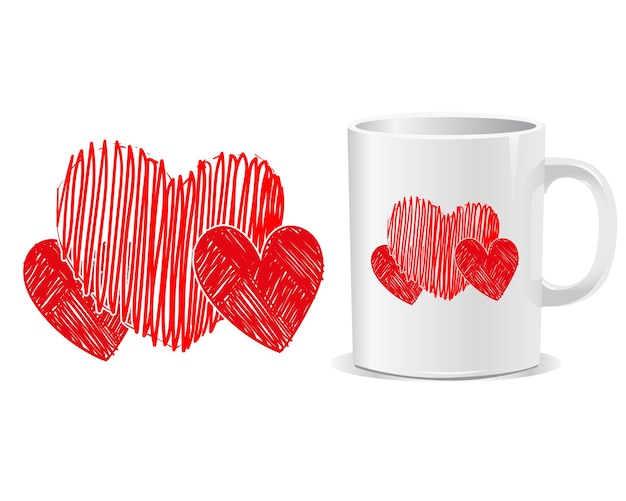 Vecteur de conception de tasse coeur Happy valentine's day