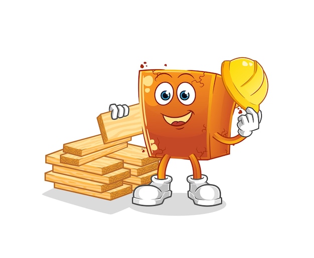 Vecteur de constructeur de briques. personnage de dessin animé