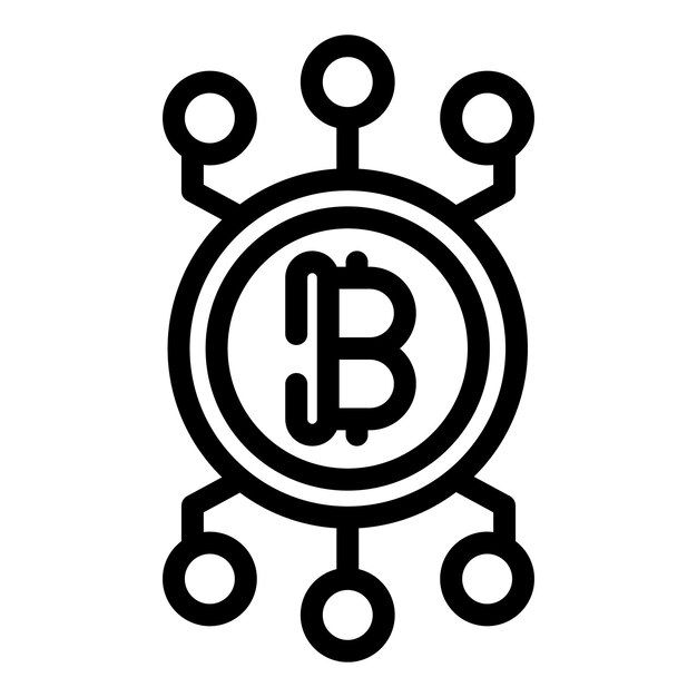 Le vecteur de contour de l'icône monétaire de Bitcoin Plateforme d'investissement