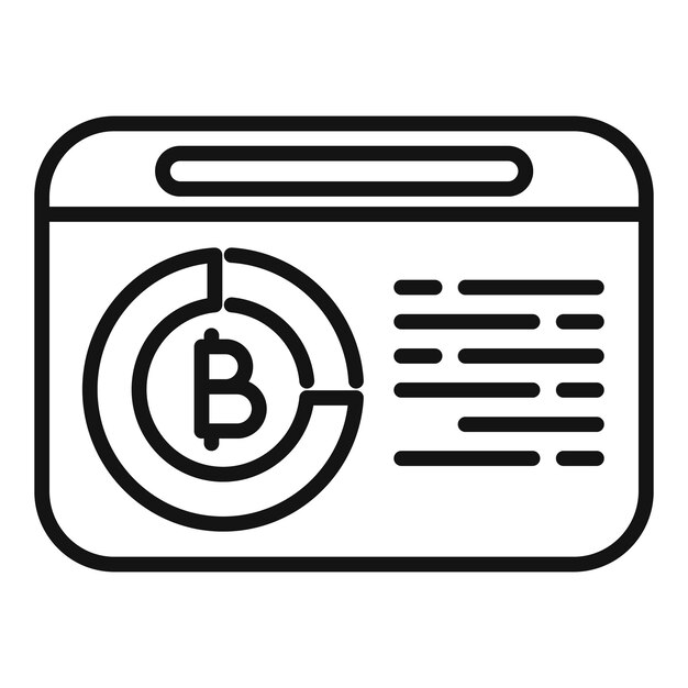 Le vecteur de contour de l'icône de la page Bitcoin en ligne Données monétaires