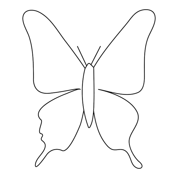 Vecteur de contour de papillon en ligne continue isolé sur fond blanc Illustration vectorielle