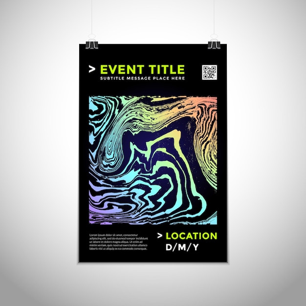 Vecteur de couleurs dégradées vibrantes formes abstraites modèle de conception d'affiche moderne dynamique brochure à la mode maquette invitation flyer mise en page fond sombre créatif minimal sur le mur
