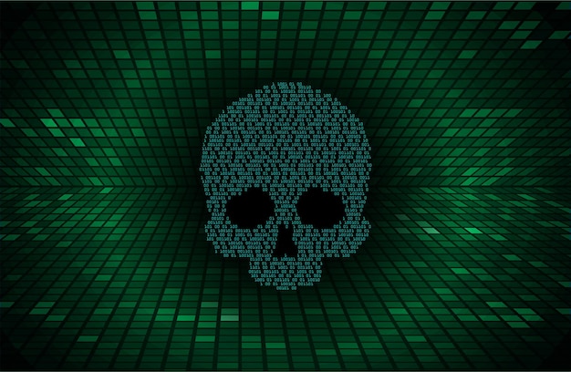 Vecteur De Crâne De Fond D'attaque De Cyber Hacker