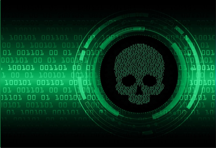 Vecteur vecteur de crâne de fond d'attaque de cyber hacker