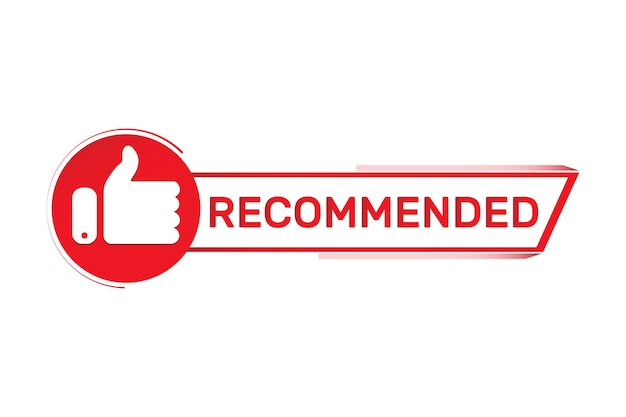 Vecteur créatif de badge recommandé avec illustration de conception de concept icône pouce levé