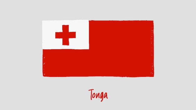 Vecteur de croquis au crayon ou au marqueur de couleur du drapeau des Tonga
